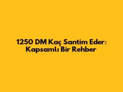1250 DM Kaç Santim Eder: Kapsamlı Bir Rehber