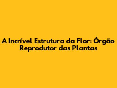 A Incrível Estrutura da Flor: Órgão Reprodutor das Plantas