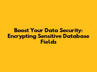 Boost Your Data Security: Encrypting Sensitive Database Fields