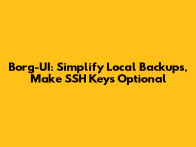 Borg-UI: Simplify Local Backups, Make SSH Keys Optional