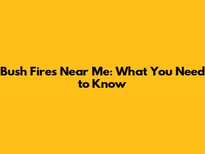 Bush Fires Near Me: What You Need to Know