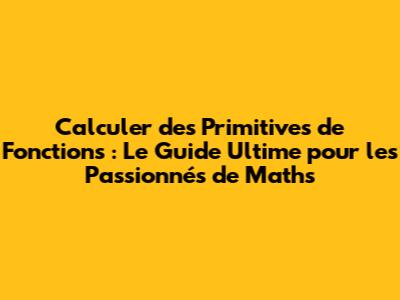 Calculer des Primitives de Fonctions : Le Guide Ultime pour les Passionnés de Maths