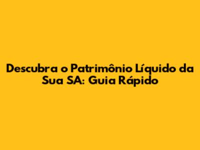 Descubra o Patrimônio Líquido da Sua SA: Guia Rápido