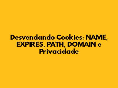 Desvendando Cookies: NAME, EXPIRES, PATH, DOMAIN e Privacidade