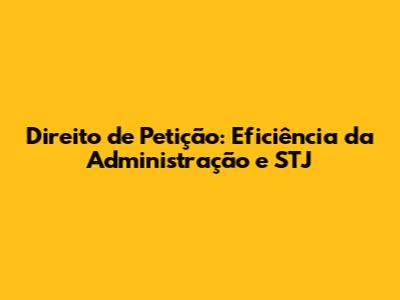 Direito de Petição: Eficiência da Administração e STJ