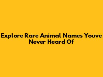 Explore Rare Animal Names You've Never Heard Of