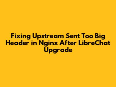 Fixing 'Upstream Sent Too Big Header' in Nginx After LibreChat Upgrade