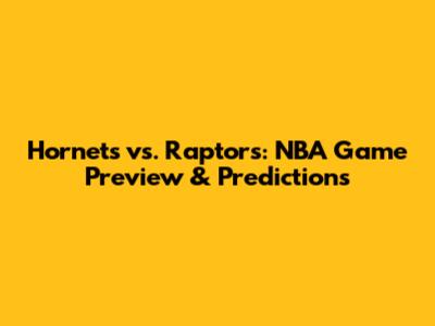 Hornets vs. Raptors: NBA Game Preview & Predictions