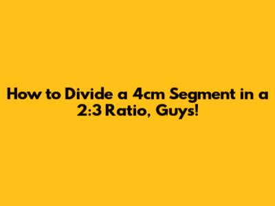 How to Divide a 4cm Segment in a 2:3 Ratio, Guys!