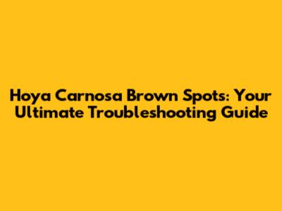 Hoya Carnosa Brown Spots: Your Ultimate Troubleshooting Guide