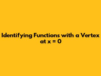 Identifying Functions with a Vertex at x = 0