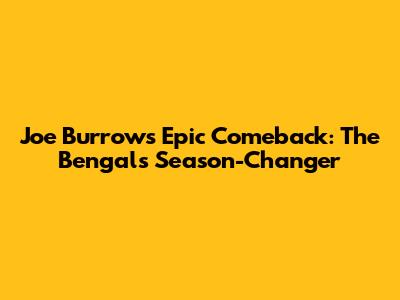 Joe Burrow's Epic Comeback: The Bengals' Season-Changer