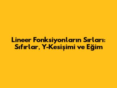 Lineer Fonksiyonların Sırları: Sıfırlar, Y-Kesişimi ve Eğim