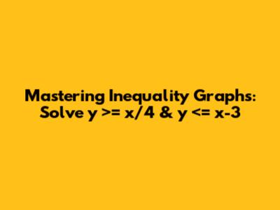 Mastering Inequality Graphs: Solve y >= x/4 & y <= x-3