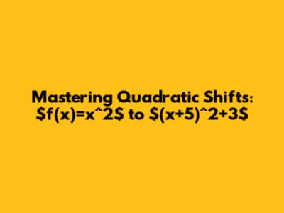Mastering Quadratic Shifts: $f(x)=x^2$ to $(x+5)^2+3$