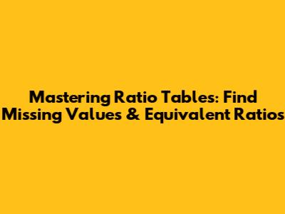 Mastering Ratio Tables: Find Missing Values & Equivalent Ratios