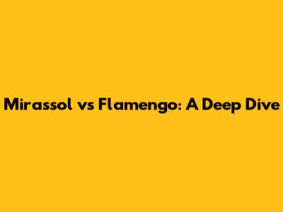 Mirassol vs Flamengo: A Deep Dive