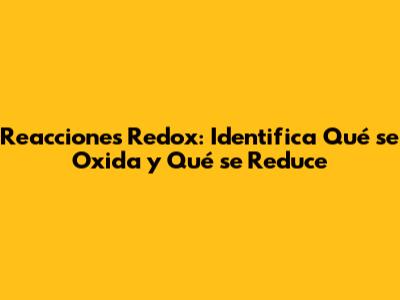 Reacciones Redox: Identifica Qué se Oxida y Qué se Reduce