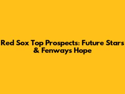 Red Sox Top Prospects: Future Stars & Fenway's Hope