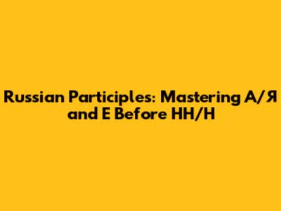 Russian Participles: Mastering A/Я and E Before НН/Н