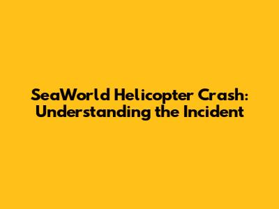 SeaWorld Helicopter Crash: Understanding the Incident