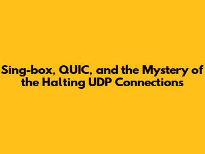 Sing-box, QUIC, and the Mystery of the Halting UDP Connections