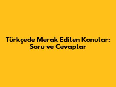 Türkçe'de Merak Edilen Konular: Soru ve Cevaplar