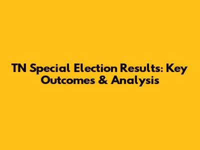 TN Special Election Results: Key Outcomes & Analysis
