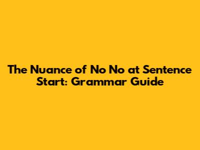 The Nuance of 'No No' at Sentence Start: Grammar Guide