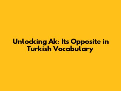 Unlocking 'Ak': Its Opposite in Turkish Vocabulary