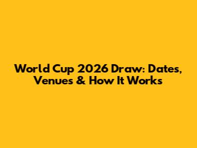 World Cup 2026 Draw: Dates, Venues & How It Works